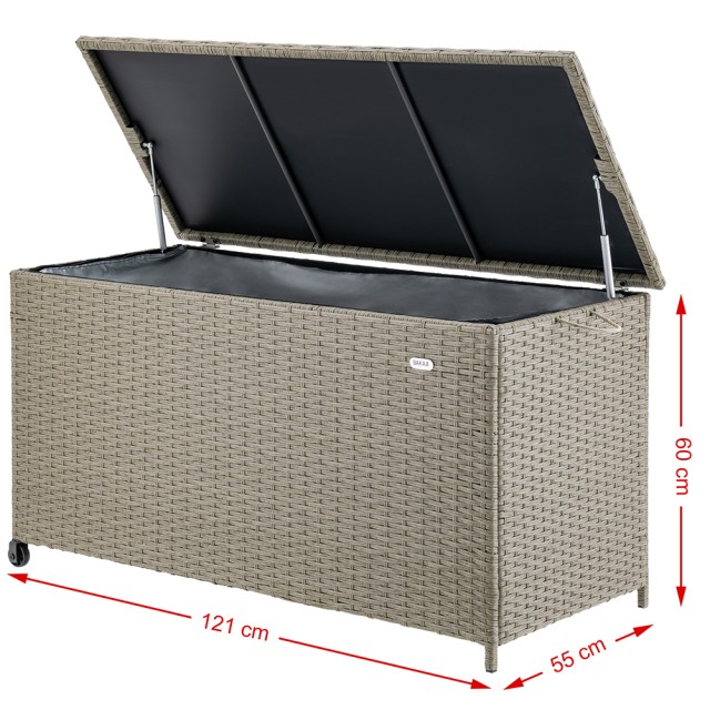 BAKAJI  Κουτί Αποθήκευσης Κήπου Πολυρατάν Αδιάβροχο με 2 Ρόδες Κρέμα  02841915