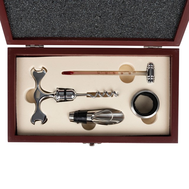 Galileo Σετ 4 αξεσουάρ κρασιού με ξύλινο κουτί Sibilla 2197492