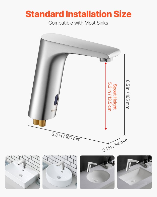 VEVOR Αισθητήρας Βρύσης Μπάνιου 160mm, Χωρίς Αφή, Ρυθμιζόμενη Θερμοκρασία DLTLRXSBZDFTHQD5Y002V9