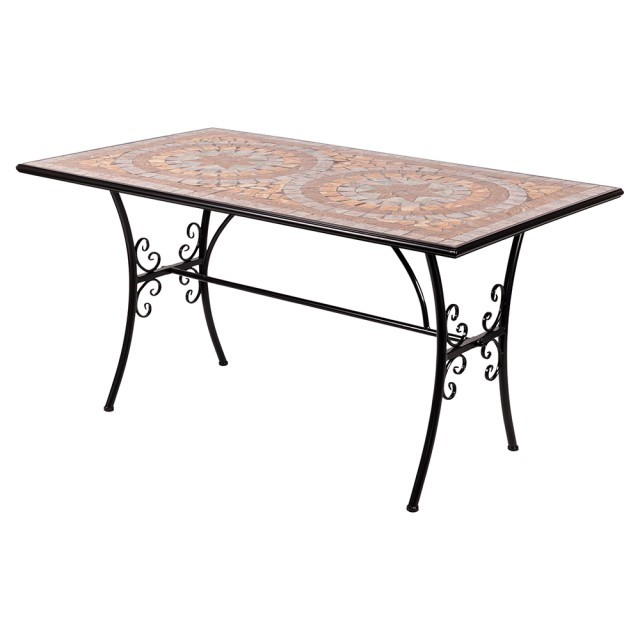 Galileo Ορθογώνιο εξωτερικό τραπέζι 143x83 cm από σίδερο με κεραμικό μωσαϊκό διακόσμηση Cipro Est 2192583