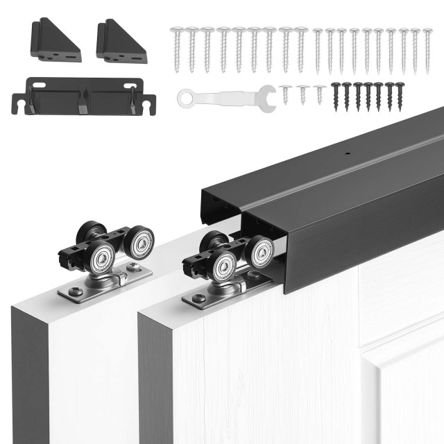 VEVOR Σετ Κινητού Μηχανισμού Διπλής Ολίσθησης Πόρτας, 1524 mm, Αλουμίνιο, Για 25-45 mm Πάχος, 762 mm Πλάτος, 2 Πόρτες TLMTZ5FTHSTLBJCAQ001V0