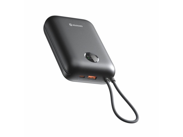 SWISSTEN Powerbank Voltbox 35 W 30 000 mAh με ενσωματωμένα καλώδια USB-C και Lightning, μαύρο 8595217490574