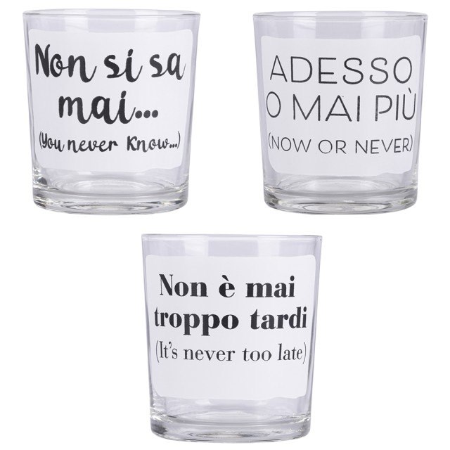 Galileo Σετ 3 Ποτηριών Νερού 270 ml από Γυαλί με Επιγραφή Sibilla 5914499