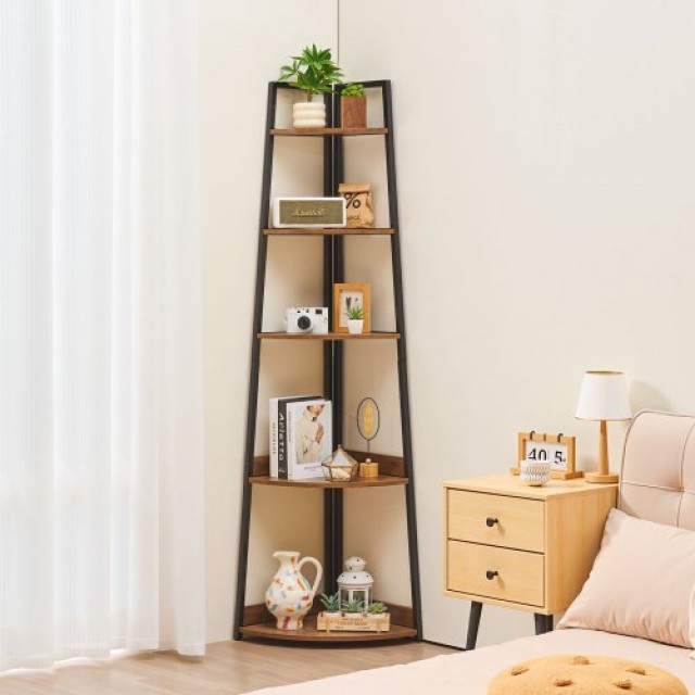 VEVOR Πενταώροφη Γωνιακή Ραφιέρα 43x43x178 εκ για Βιβλία και Φυτά ZLSZJSNJTMK7YJ7FI001V0