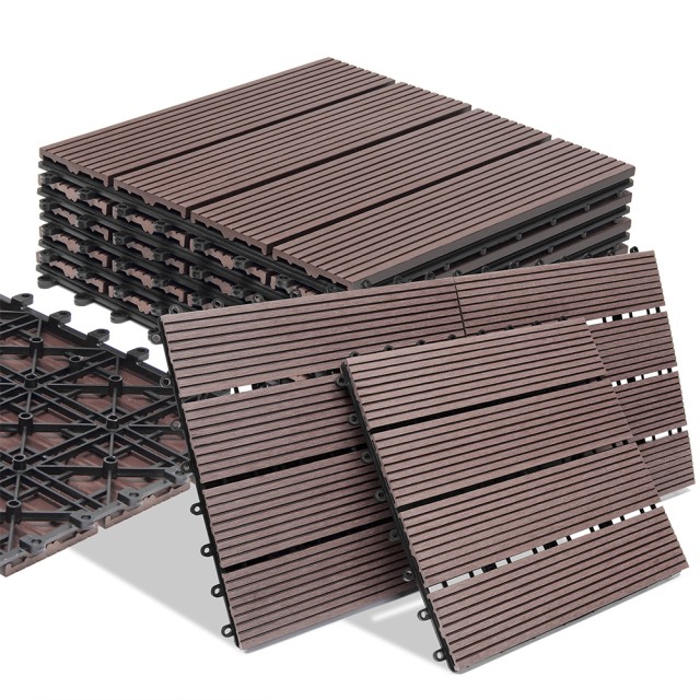 BAKAJI Σετ 11 Πλακίδια Δαπέδου WPC για Εξωτερικό Κήπο 30x30 cm Τορτόρα 02842187