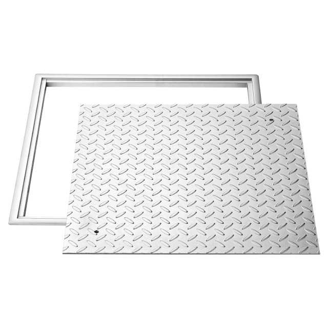 VEVOR Τετράγωνο Καπάκι Λεκάνης με Βάση, 600x600mm Βαρέος Τύπου Αντιολισθητικό Καπάκι Επιθεώρησης από Ανθρακούχο Χάλυβα για Πεζοδρόμια και Κήπους JGJKJFTSJGJKATG7Y001V0