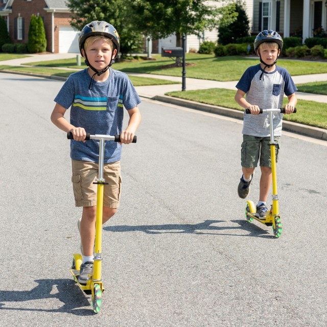 Costway ΠτυσσόμενοΠαιδικό Πατίνι έως 70KG σε Κίτρινο Χρώμα SP0547YW