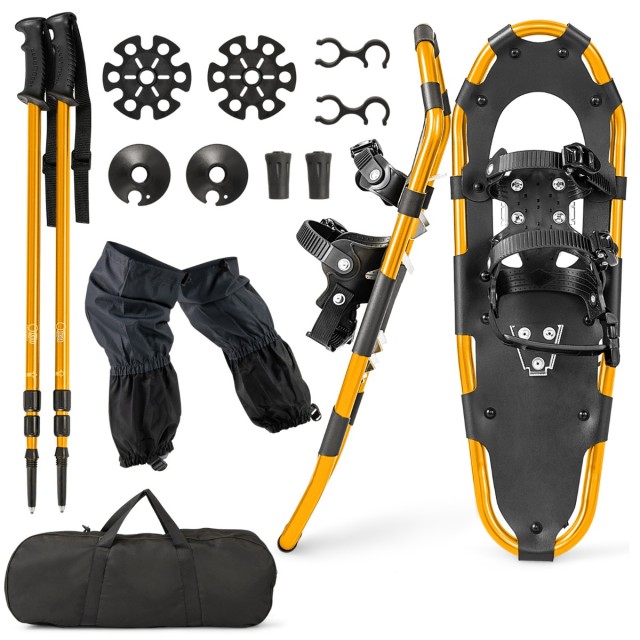 Costway Σετ Χιονοπέδιλα 4-σε-1 με Σύστημα Διπλής Δέσμευσης 63cm Χρυσό SP38536GD-25