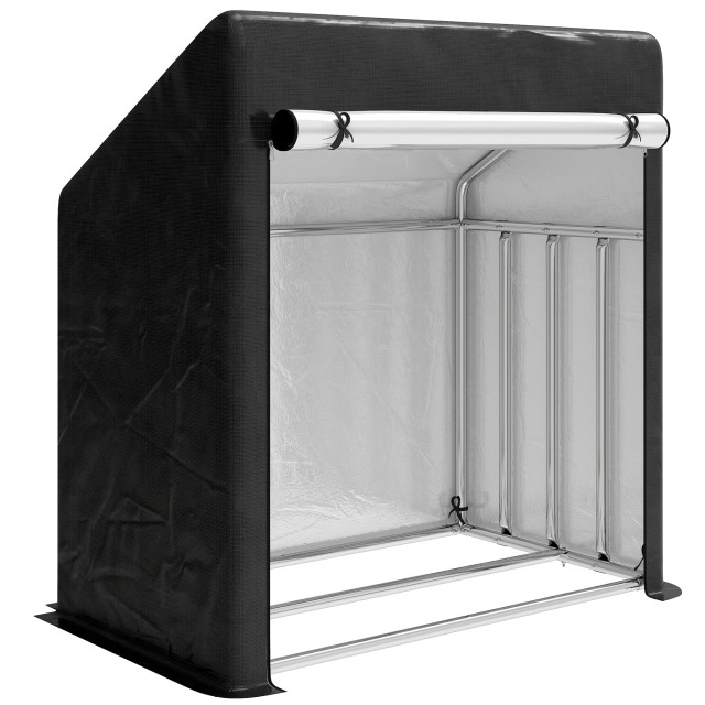 Outsunny Εξωτερική Ξυλοθήκη από Ενισχυμένο Ατσάλι με Αδιάβροχη Κάλυψη, 100x60x110 εκ., Μαύρη 842-417V00BK