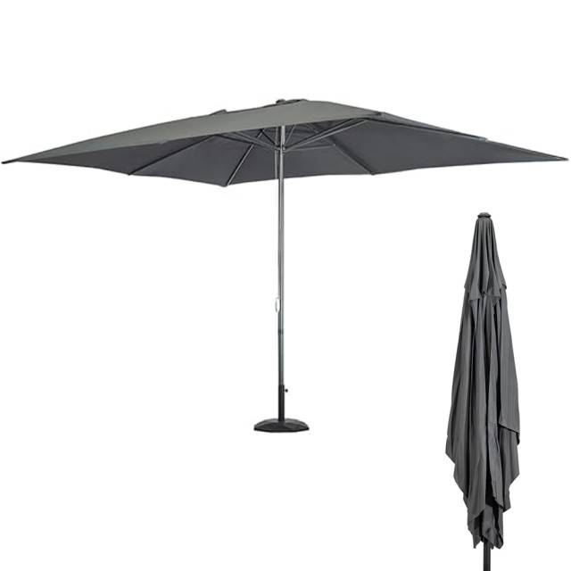 BAKAJI Ομπρέλα Κήπου Κεντρικού Πυλώνα 3x2 Μέτρα Γκρι με 6 Ακτίνες Εξωτερικού Χώρου 02842333
