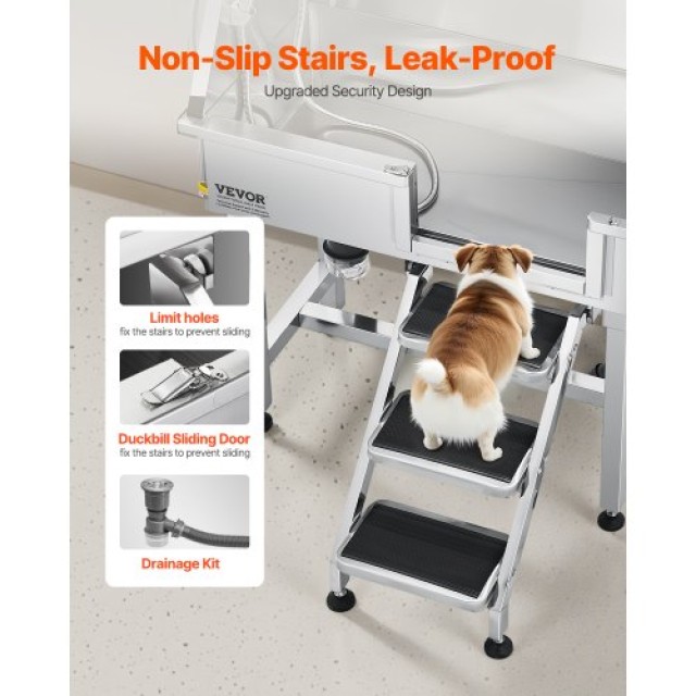 VEVOR Μπανιέρα Καλλωπισμού Σκύλων με Σκάλες και Ντους BXGCWYG34CZJFJ0C0V0