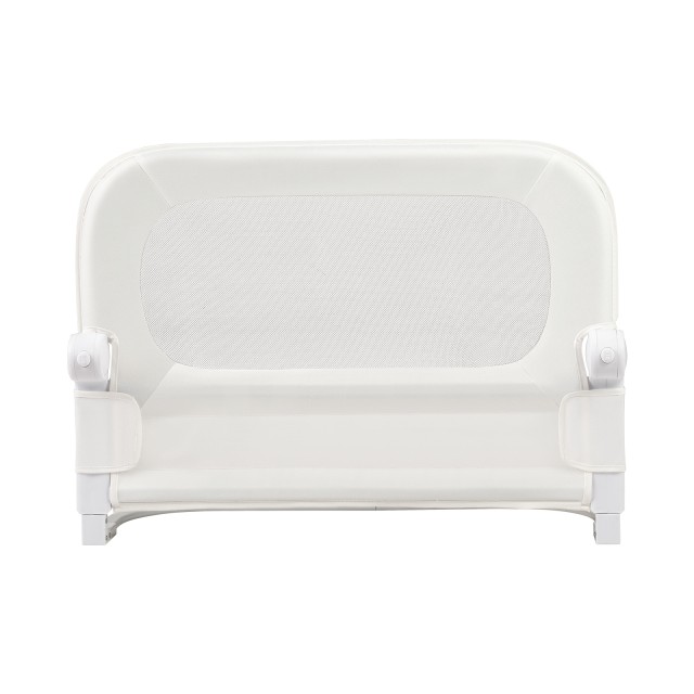 Costway Πτυσσόμενο προστατευτικό κάγκελο κρεβατιού 80 x 60 εκ. με αφαιρούμενο κάλυμμα Oxford και ιμάντα, λευκό BS10052WH