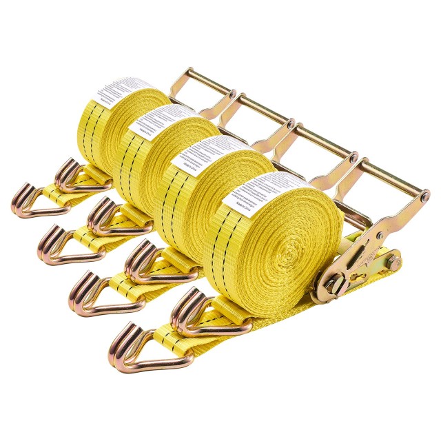 VEVOR Ιμάντες Δεσίματος, 38.1 mm x 6.1 m, Αντοχής 2000 kg, με Γάντζο J, Σετ 4 Τεμαχίων SJGJLD38MM6MB1C0L001V0