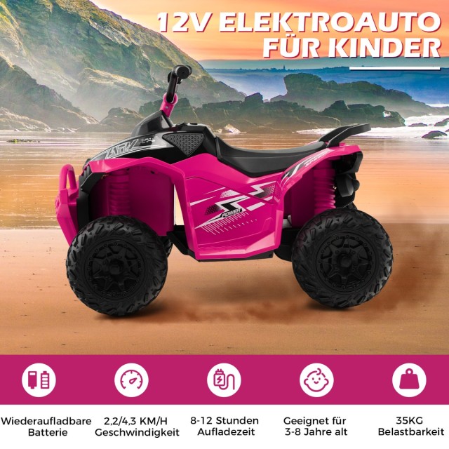 Costway  Παιδικό Quad Ηλεκτρικό Όχημα 4-8 Ετών με Ρεαλιστικό Σχεδιασμό και Διασκεδαστικές Λειτουργίες TQ10122DE-PI