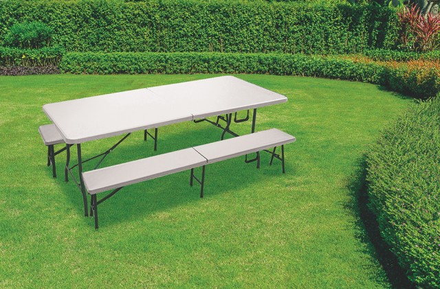 Galileo Πτυσσόμενο τραπέζι-βαλίτσα από ατσάλι και πολυαιθυλένιο 180x74x74 cm λευκό Est 2188911