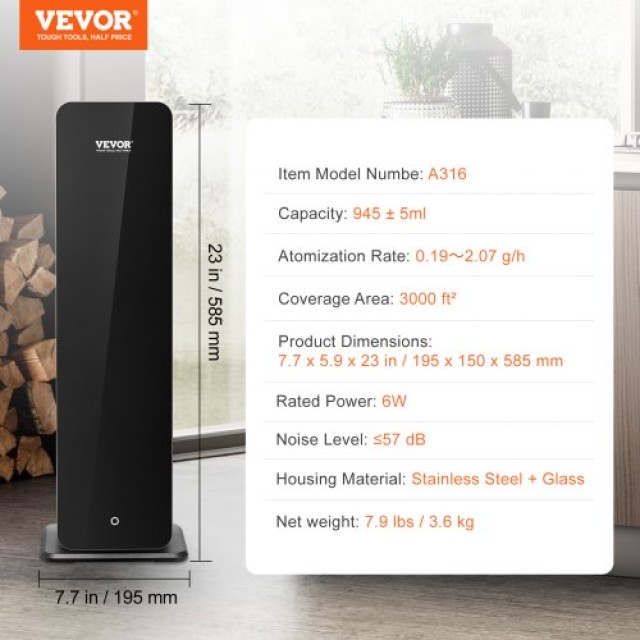 VEVOR Μηχανή Αρωμάτων 950ml Bluetooth Ψυχρού Αέρα 3000τ.φ. Χωρίς Νερό  TSXXJTS600ML0C9XZV2