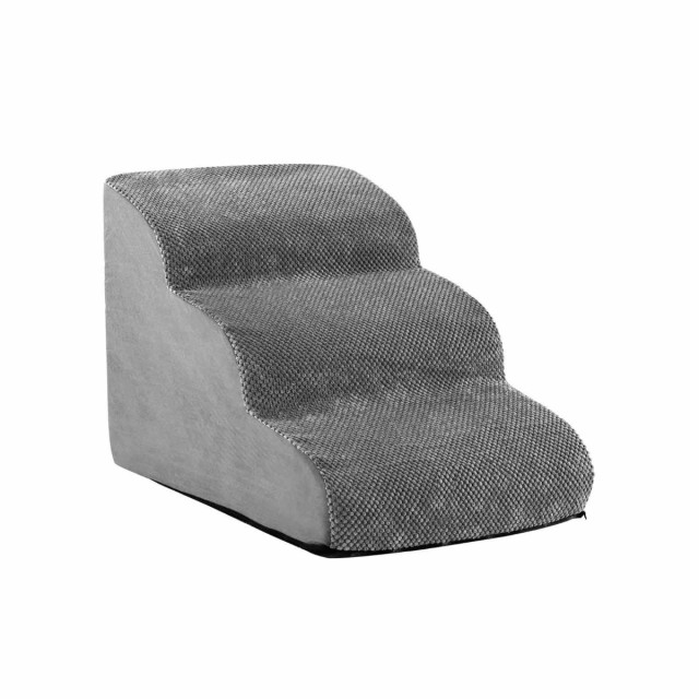 Costway Σκάλα Κατοικιδίων 3 Σκαλοπατιών από Αφρό, Αντιολισθητική, Γκρι PW10062GR