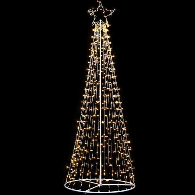 BAKAJI  Φωτεινό Χριστουγεννιάτικο Δέντρο 224cm 592 LED Θερμό Λευκό 8 Λειτουργίες Φωτισμού Μεταλλικό Εξωτερικού Χώρου  02826169
