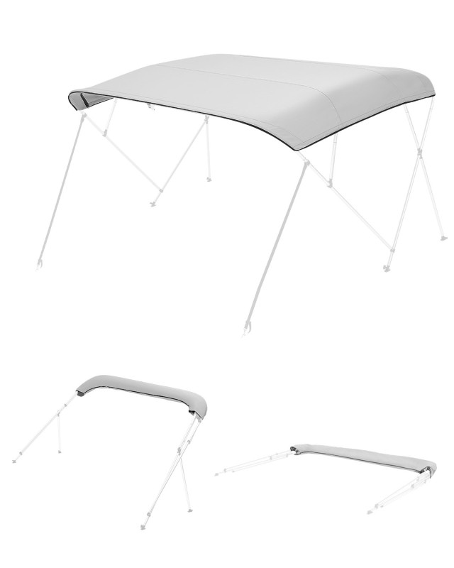 VEVOR Ανταλλακτικό Κάλυμμα Bimini Top 4 Τόξων, 2440 mm, Αδιάβροχο 600D, Γκρι, Χωρίς Σκελετό CYZYPDPTHJ960GXJX001V0