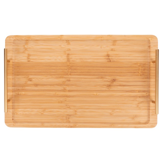 Villa DEste  Ορθογώνιος δίσκος 50x30 εκ από μπαμπού με χρυσές λαβές Natural 2188470