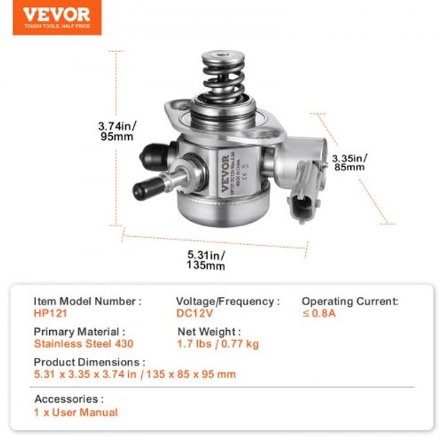 VEVOR Αντλία Υψηλής Πίεσης 50-80 L/h 0.5 Mpa Kia Hyundai Santa 35320-2g720 35320-2g740 DDGYRYBGYRYBWQ4Q1V9