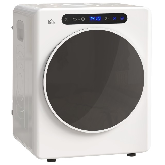 HOMCOM Μίνι Ηλεκτρικό Στεγνωτήριο 1000W 3 κιλών με LED Οθόνη, 49x43x61 εκ, Λευκό B61-010V90WT