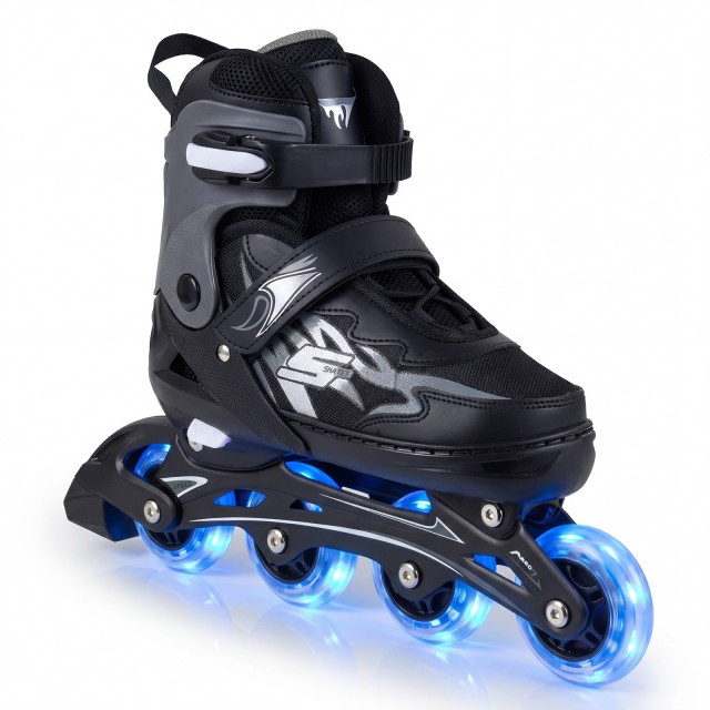 Costway Παιδικά ρυθμιζόμενα πατίνια inline 4 μεγεθών με φωτιζόμενες ρόδες, γκρι, M (EU 34-37) TS10374GR