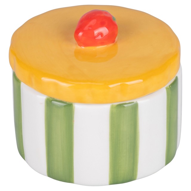 Villa dEste Home Fruit Life Θήκη Ζάχαρης Κεραμική 160 ml με Καπάκι Σχέδιο Φράουλα 5921846