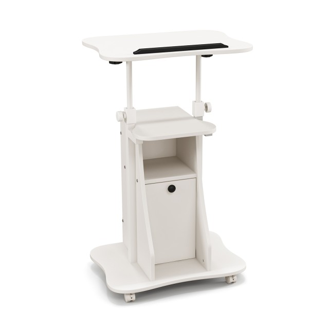 Πολυλειτουργικό Τραπέζι Υπολογιστή με Ρυθμιζόμενη Επιφάνεια και Αποθηκευτικό Χώρο Λευκό 55 x 40 x 68–114 cm CB10371WH Costway