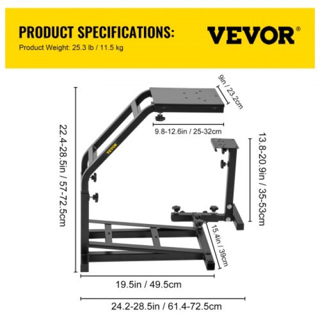 VEVOR Βάση Προσομοιωτή Racing Gaming G29, G27 και G25 GT, για Υποστήριξη Τιμονιού και Πεντάλ G29G27G25ZLYXZJ01V0