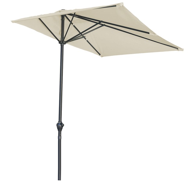 Galileo Ημι-ομπρέλα μπαλκονιού τοίχου 250x125x227 cm από ανθρακούχο χάλυβα με 5 ενισχυμένες ακτίνες χρώματος tortora Half Cuba Est 2188416