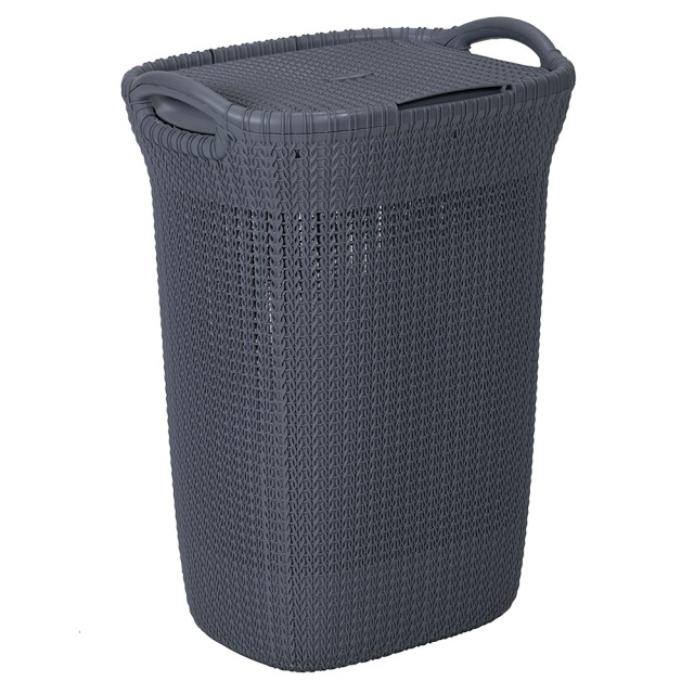 Galileo Καλάθι άπλυτων γκρι με επιφάνεια εφέ λυγαριάς 45x35x62 cm 5906491