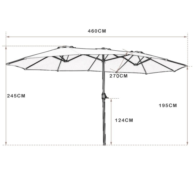 Costway  Ομπρέλα Ø480 cm με μανιβέλα για κήπο και βεράντα σε μπεζ χρώμα. NP11603BE