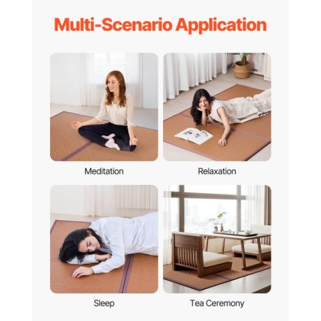 VEVOR Ιαπωνικό Στρώμα Τατάμι 80 x 55 ιντσών Αναδιπλούμενο Φυσικό Ρατάν Στρώμα Τατάμι TTM55INCH7889J5RHV0