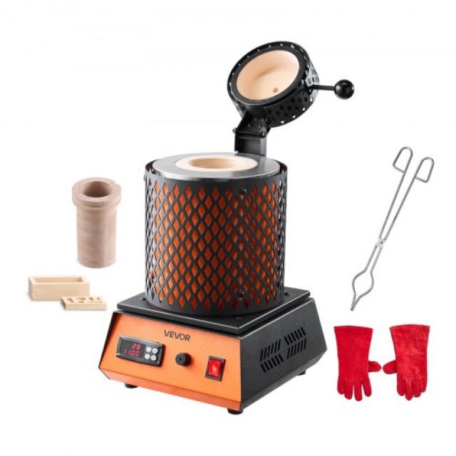 VEVOR Ηλεκτρικός Φούρνος Χύτευσης VEVOR, 1500W, 5kg Κεραμικό Χωνευτήριο, 1150℃ / 2102℉, Διαστάσεις: 270 x 250 x 380mm DRJLCGTCGGHSZZPJV001V2