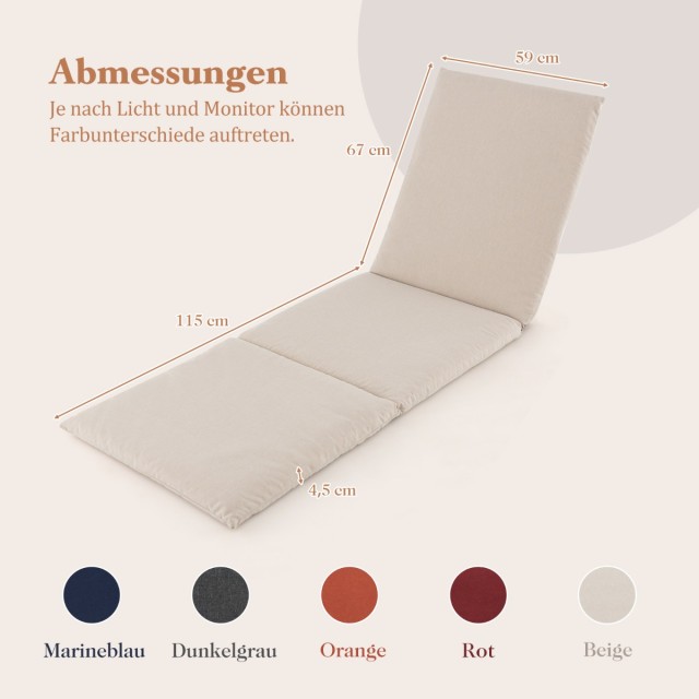 Costway  Μαξιλάρι Ξαπλώστρας Κήπου 180 x 55 x 5 εκ. Μπεζ NP11525WH-1