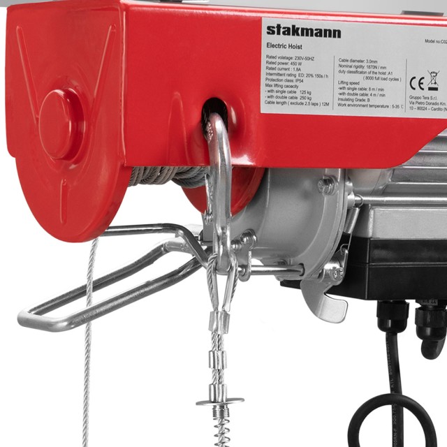 STAKMANN  Ηλεκτρικός Γερανός Ανυψωτήρας Βαρούλκο Ανυψωτικό Φορτίου 125 / 250 κιλά  02814642