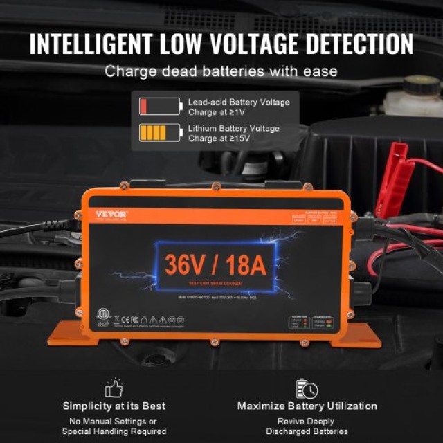 Φορτιστής Μπαταρίας 36V 18A για Golf Cart Club Car EZGO Yamaha Crowfoot - VEVOR  GEFQCDCCDQBJ8TMUXV2