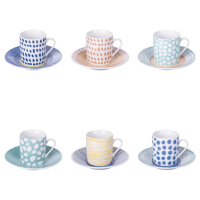 Villa DEste  Σετ 6 φλιτζάνια 90 ml με πιατάκι από πορσελάνη Marea 5920268