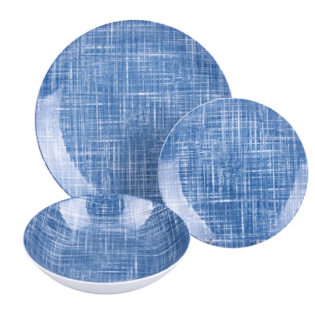 Villa DEste  Σετ πιάτων 18 τεμαχίων από πορσελάνη 6 θέσεων τραπεζιού με διαφορετικά σχέδια Texture 5921896