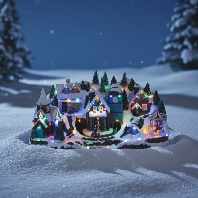 Galileo Χριστουγεννιάτικο χωριό με μουσική, κίνηση και 52 LED 54x30x30 εκ. με μπαταρίες και ρεύμα Santas House 5914371