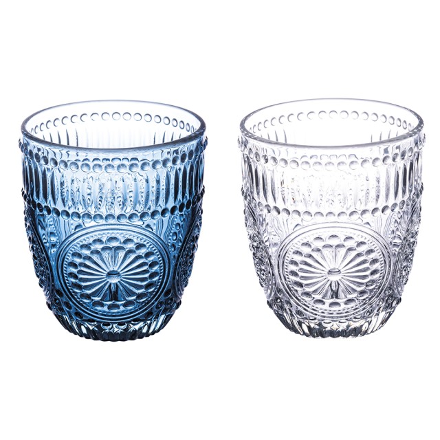 Galileo Σετ 2 ποτήρια νερού 330 ml από γυαλί με ανάγλυφο γεωμετρικό σχέδιο Siviglia Sibilla 5920797