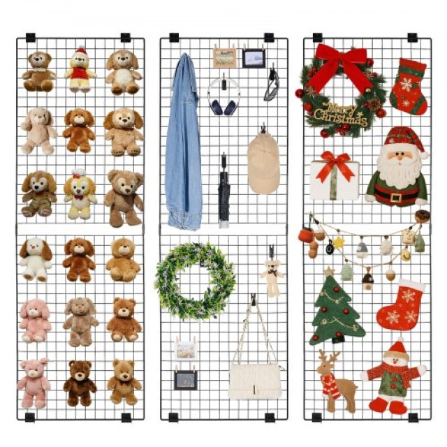 VEVOR 3 Σετ Τοίχου Grid, Μαύρο Ατσάλι BGWGQ7080INC1MICW001V0