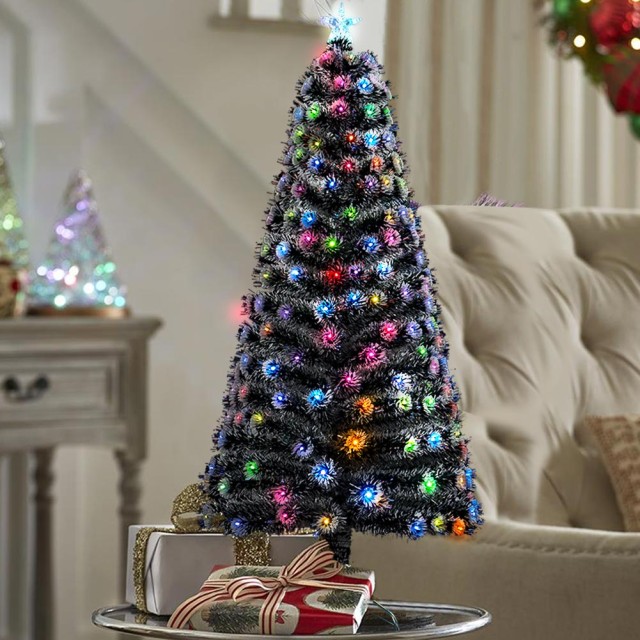 BAKAJI Φωτιζόμενο Χριστουγεννιάτικο Δέντρο 60 εκ με Πολύχρωμα LED Οπτικών Ινών Χιονισμένο 02825924