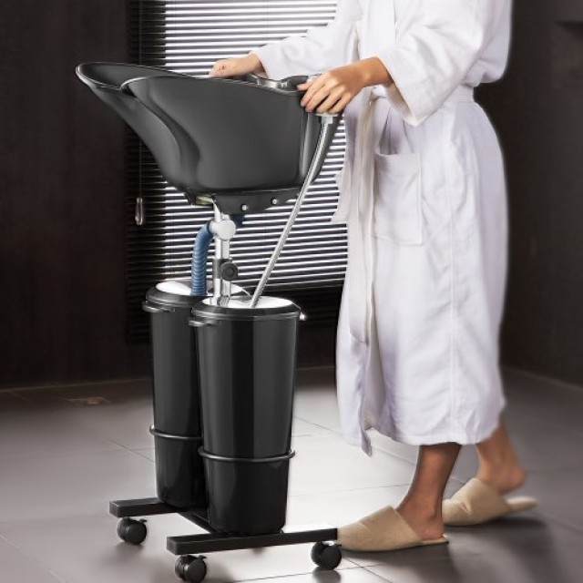 VEVOR Φορητός Νιπτήρας Κομμωτηρίου με Ρυθμιζόμενο Ύψος και Σωλήνα Αποστράγγισης LSXXFSCLSXSTYUHJAV2