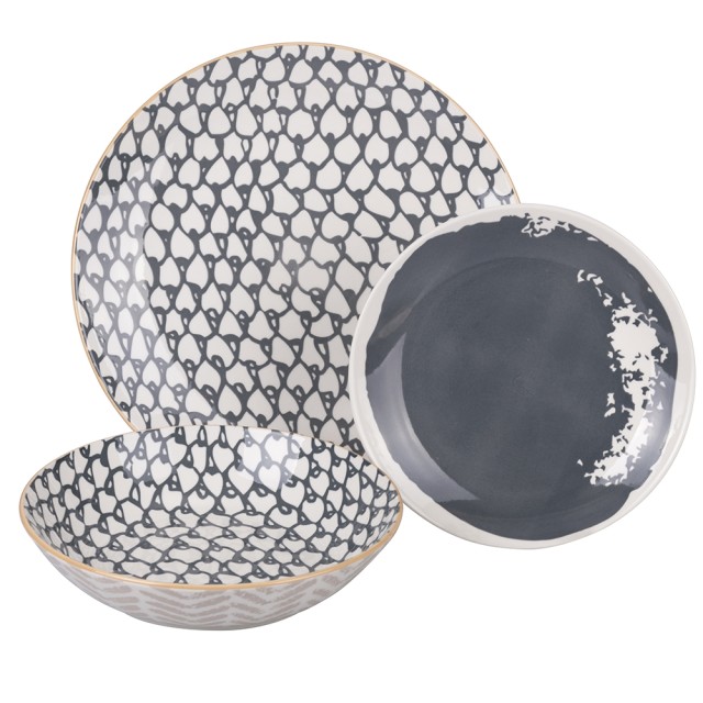 Villa DEste  Σετ πιάτων πορσελάνης 18 τεμαχίων για 6 άτομα διάφορα Soho 2188001