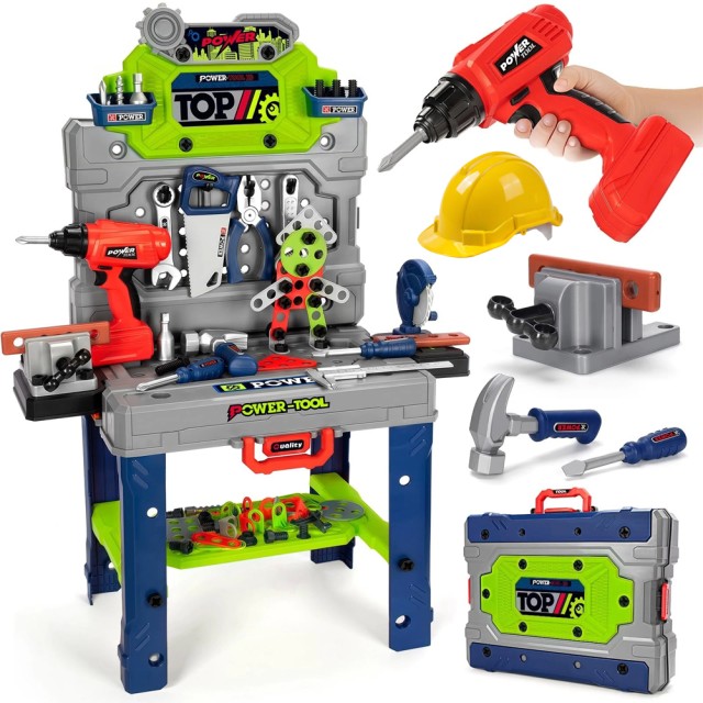 BAKAJI Τράπεζα Εργασίας 133 Τεμαχίων με Ηλεκτρικό Τρυπάνι και Κράνος Ασφαλείας 02842758