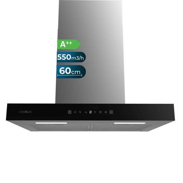 CECOTEC Γυάλινος Απορροφητήρας Τύπου T Flux TT 605500 60cm Μαύρος A++ CEC-02880