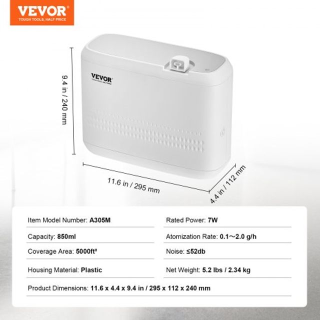 VEVOR Συσκευή Αρωματισμού Χώρου HVAC 850ML για 5000 τ.π. Χωρίς Νερό GBSLSXXJ850MUONNTV2