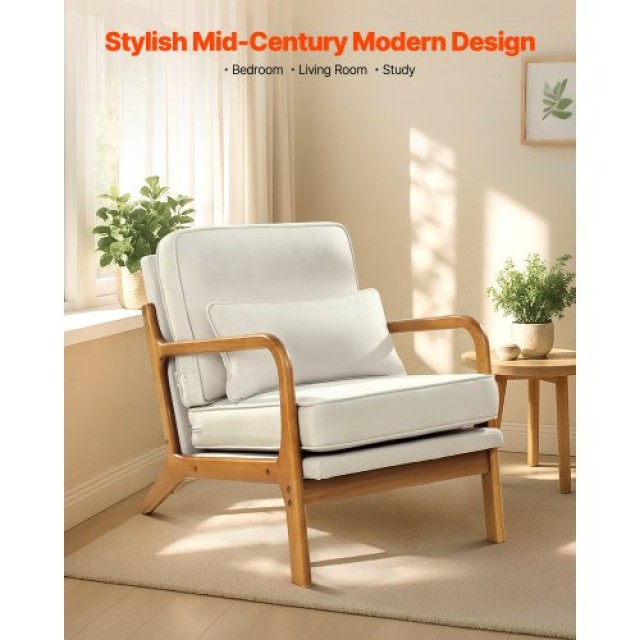 VEVOR Καρέκλα Δαπέδου Mid-Century Modern με λινό ύφασμα και μαξιλάρι 5.7 ιντσών MZZSY1JTYMBCE1VR5001V0